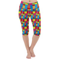 Lego Background Lightweight Velour Cropped Yoga Leggings by artworkshop