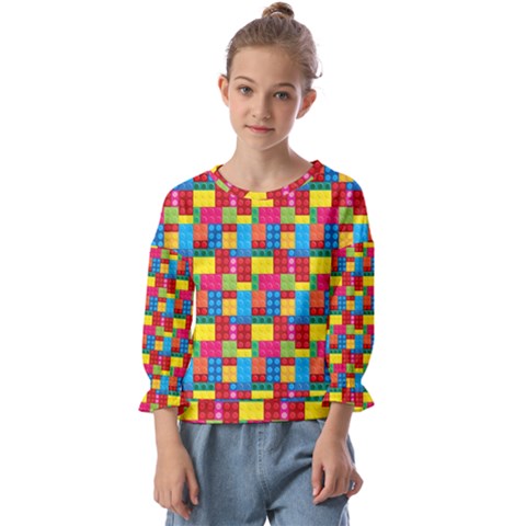 Lego Background Kids  Cuff Sleeve Top by artworkshop