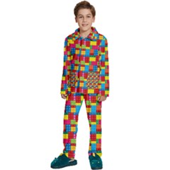 Lego Background Kids  Long Sleeve Velvet Pajamas Set by artworkshop