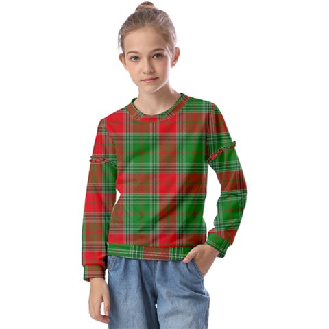 Lumberjack Plaid Kids  Long Sleeve Tee With Frill  by artworkshop