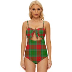 Lumberjack Plaid Knot Front One-piece Swimsuit by artworkshop