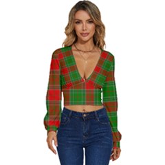 Lumberjack Plai Long Sleeve Deep-v Velour Top