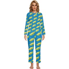 Pattern Aliens Womens  Long Sleeve Lightweight Pajamas Set