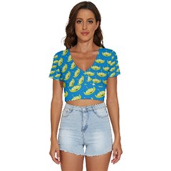 Pattern Aliens V-neck Crop Top