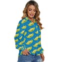 Pattern Aliens Women s Long Sleeve Button Down Shirt View3