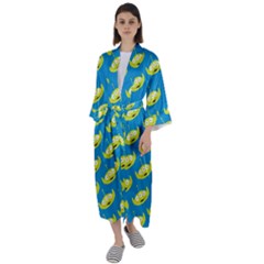 Pattern Aliens Maxi Satin Kimono by artworkshop