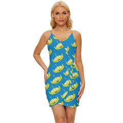 Pattern Aliens Wrap Tie Front Dress by artworkshop