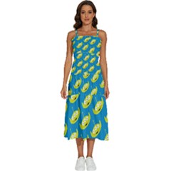 Pattern Aliens Sleeveless Shoulder Straps Boho Dress