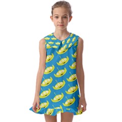 Pattern Aliens Kids  Pilgrim Collar Ruffle Hem Dress