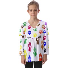 Pawprints Kids  V Neck Casual Top