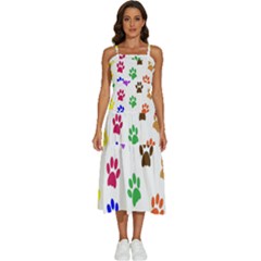 Pawprints Sleeveless Shoulder Straps Boho Dress