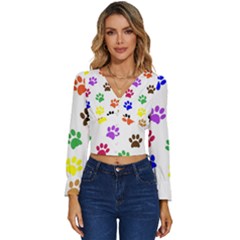 Pawprints Long Sleeve V-neck Top