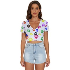 Pawprints V-neck Crop Top