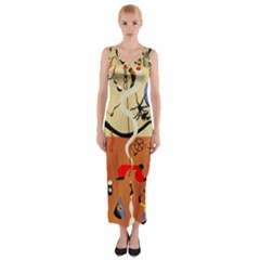 Carnival Of The Harlequin Art Fitted Maxi Dress by danenraven