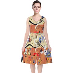 Carnival Of The Harlequin Art V-neck Midi Sleeveless Dress  by danenraven