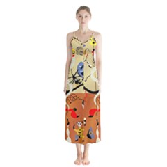 Carnival Of The Harlequin Art Button Up Chiffon Maxi Dress by danenraven