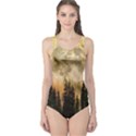 Moon Nature Forest Pine Trees Sky Full Moon Night One Piece Swimsuit View1