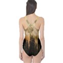 Moon Nature Forest Pine Trees Sky Full Moon Night One Piece Swimsuit View2