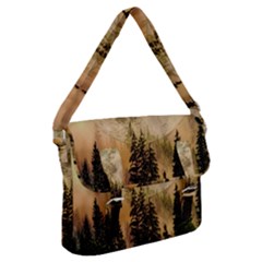 Moon Nature Forest Pine Trees Sky Full Moon Night Buckle Messenger Bag by danenraven