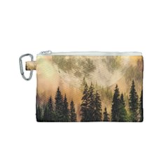 Moon Nature Forest Pine Trees Sky Full Moon Night Canvas Cosmetic Bag (small) by danenraven