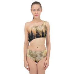 Moon Nature Forest Pine Trees Sky Full Moon Night Spliced Up Two Piece Swimsuit by danenraven