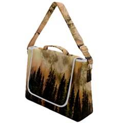 Moon Nature Forest Pine Trees Sky Full Moon Night Box Up Messenger Bag by danenraven