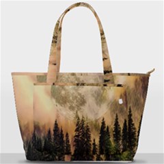 Moon Nature Forest Pine Trees Sky Full Moon Night Back Pocket Shoulder Bag  by danenraven