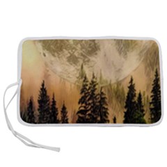 Moon Nature Forest Pine Trees Sky Full Moon Night Pen Storage Case (m) by danenraven