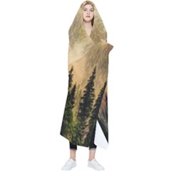 Moon Nature Forest Pine Trees Sky Full Moon Night Wearable Blanket