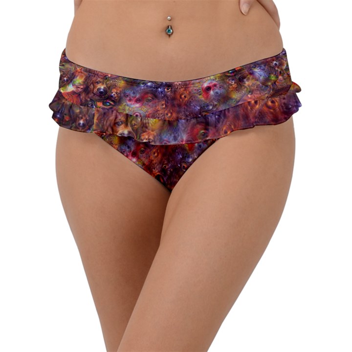 Fantasy Surreal Animals Psychedelic Pattern Frill Bikini Bottom