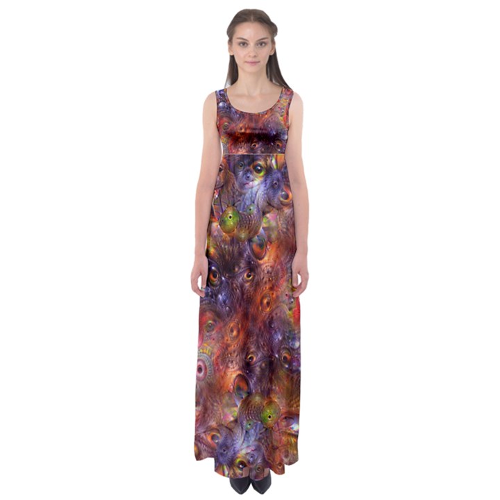 Fantasy Surreal Animals Psychedelic Pattern Empire Waist Maxi Dress