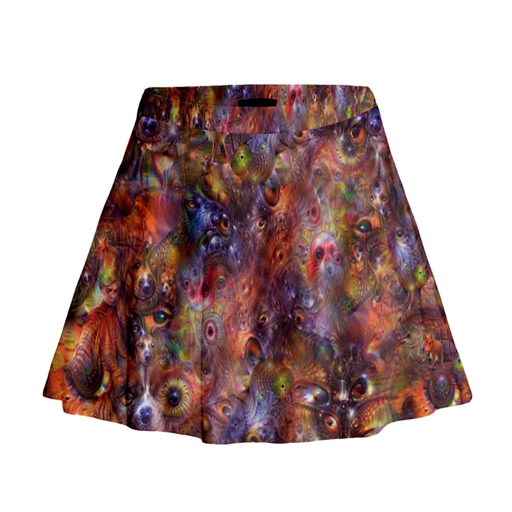 Fantasy Surreal Animals Psychedelic Pattern Mini Flare Skirt