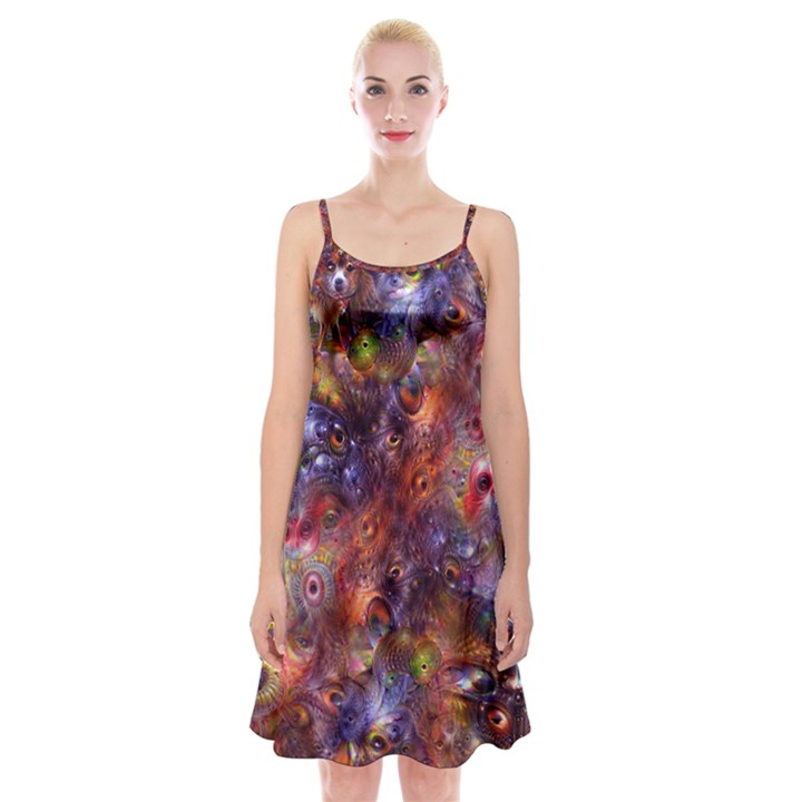 Fantasy Surreal Animals Psychedelic Pattern Spaghetti Strap Velvet Dress