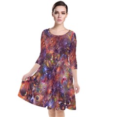 Fantasy Surreal Animals Psychedelic Pattern Quarter Sleeve Waist Band Dress