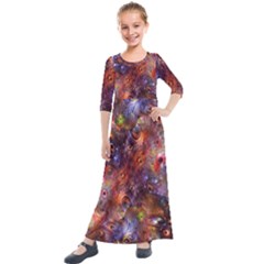 Fantasy Surreal Animals Psychedelic Pattern Kids  Quarter Sleeve Maxi Dress