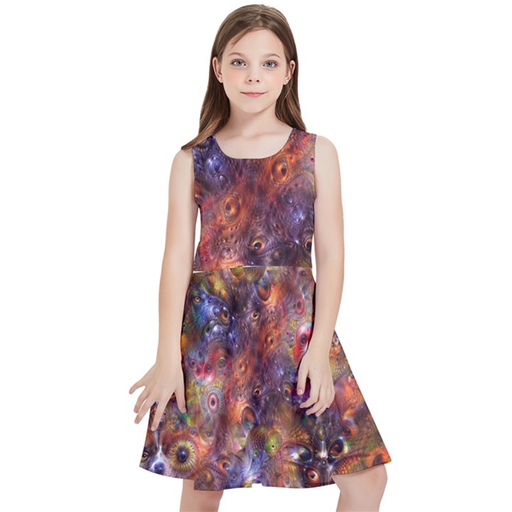 Fantasy Surreal Animals Psychedelic Pattern Kids  Skater Dress