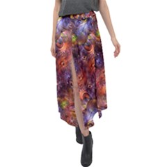 Fantasy Surreal Animals Psychedelic Pattern Velour Split Maxi Skirt by danenraven