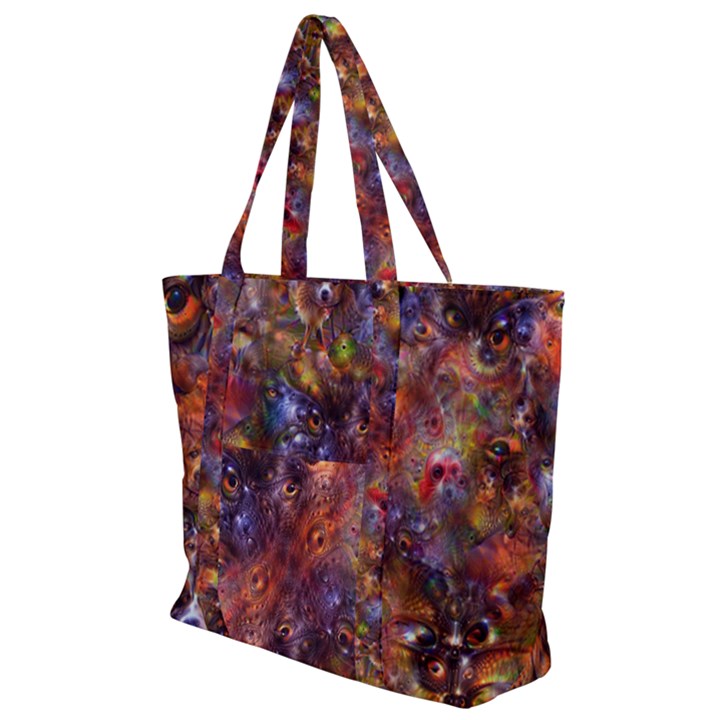 Fantasy Surreal Animals Psychedelic Pattern Zip Up Canvas Bag