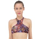 Fantasy Surreal Animals Psychedelic Pattern High Neck Bikini Top View1