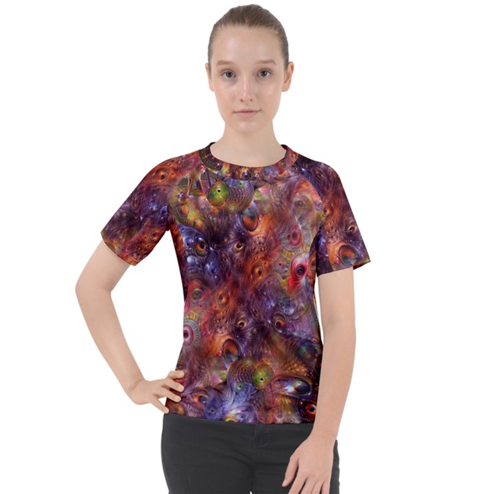 Fantasy Surreal Animals Psychedelic Pattern Women s Sport Raglan Tee