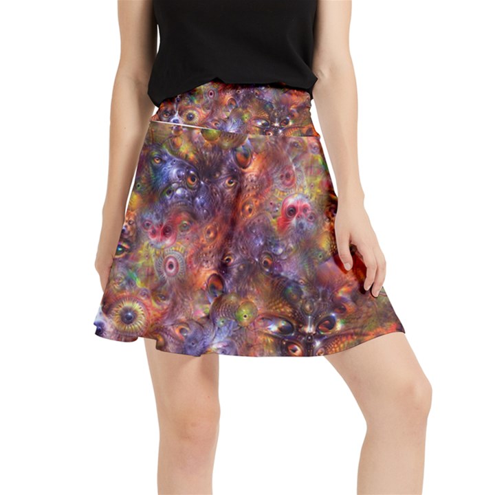 Fantasy Surreal Animals Psychedelic Pattern Waistband Skirt