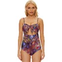 Fantasy Surreal Animals Psychedelic Pattern Knot Front One-Piece Swimsuit View1