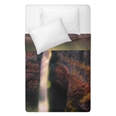 Waterfall Cascade Mountains Cliffs Northern Lights Duvet Cover Double Side (single Size) by danenraven