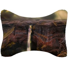 Waterfall Cascade Mountains Cliffs Northern Lights Seat Head Rest Cushion by danenraven