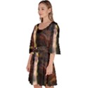 Waterfall Cascade Mountains Cliffs Northern Lights Velour Kimono Dress View2