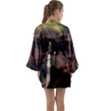 Waterfall Cascade Mountains Cliffs Northern Lights Long Sleeve Satin Kimono View2