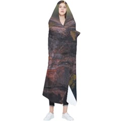 Waterfall Cascade Mountains Cliffs Northern Lights Wearable Blanket by danenraven