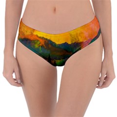 Trees Mountains Sun Sunrise Warm Red Yellow Reversible Classic Bikini Bottoms by danenraven