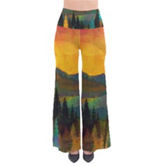 Trees Mountains Sun Sunrise Warm Red Yellow So Vintage Palazzo Pants by danenraven