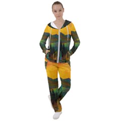 Trees Mountains Sun Sunrise Warm Red Yellow Women s Tracksuit by danenraven